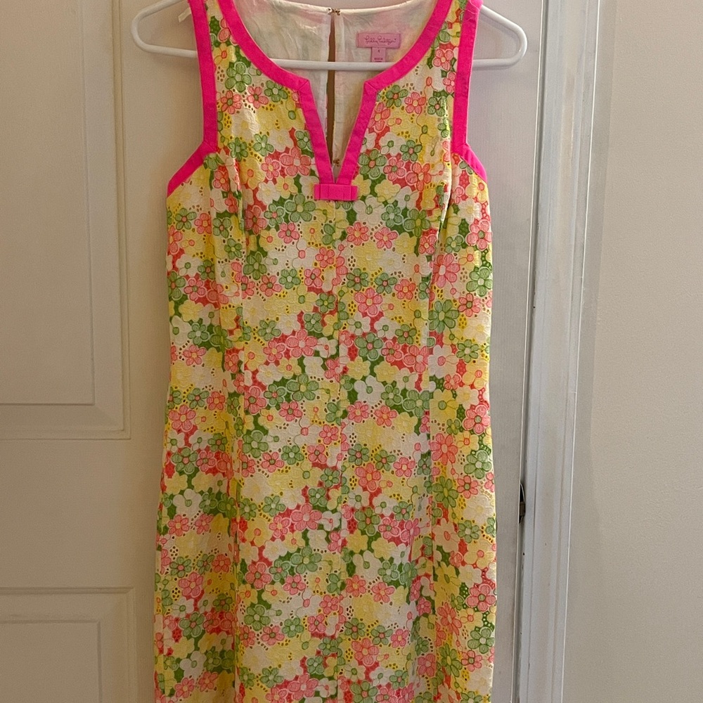 Lilly Pulitzer Floral Lace Dress with Pink Accents